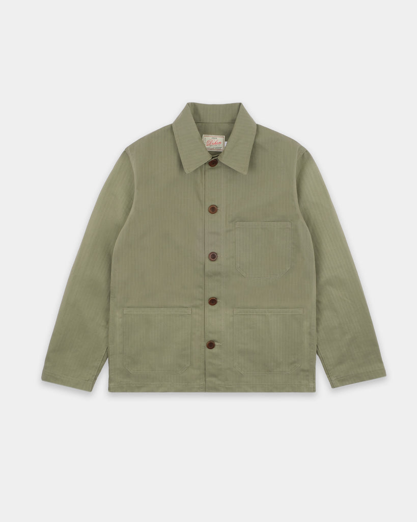 Woven Chore Coat - Sage Dry Waxed Cotton – Dehen 1920