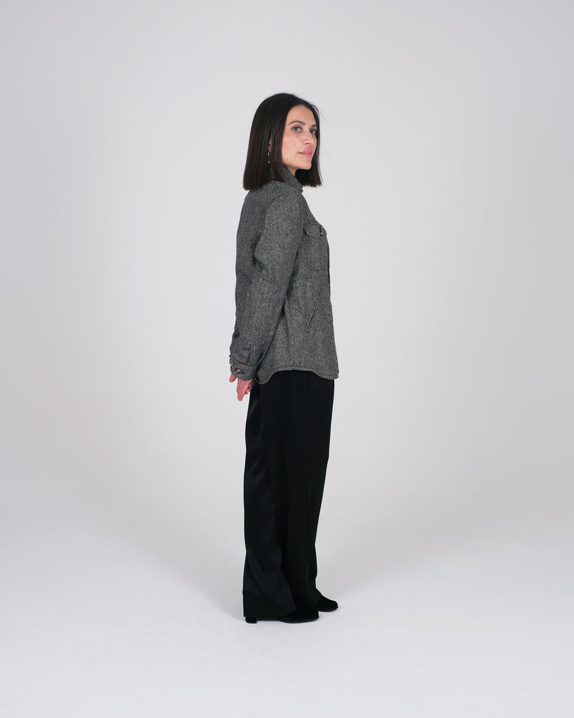 Women's Crissman Overshirt - Black / Natural Herringbone