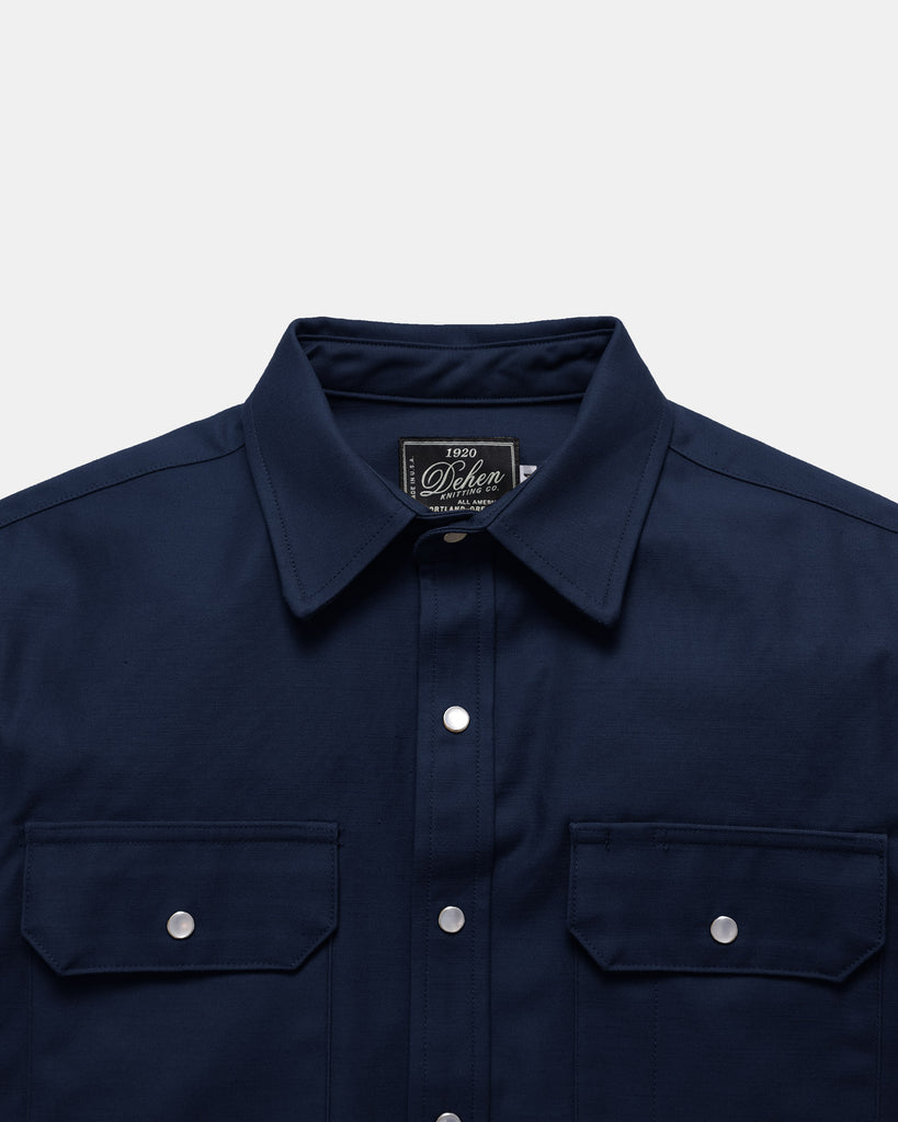 Drover Shirt - Navy Sateen