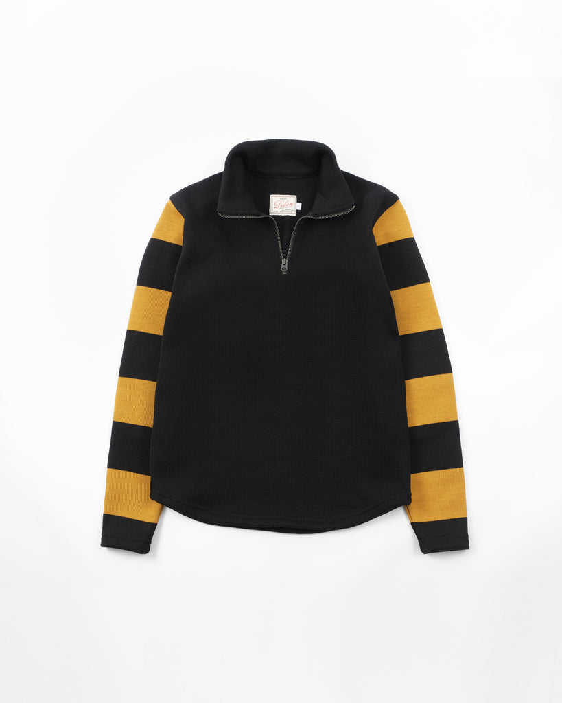 1/4 Zip Moto-Jersey - Black / Old Gold