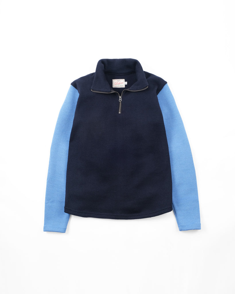 1/4 Zip Moto-Jersey - Dark Navy / Columbia