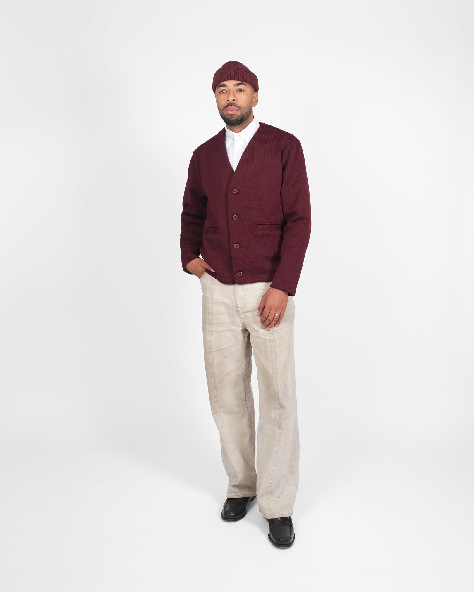 Slouchy Cardigan - Burgundy L Slouchy Cardigan - Burgundy L
