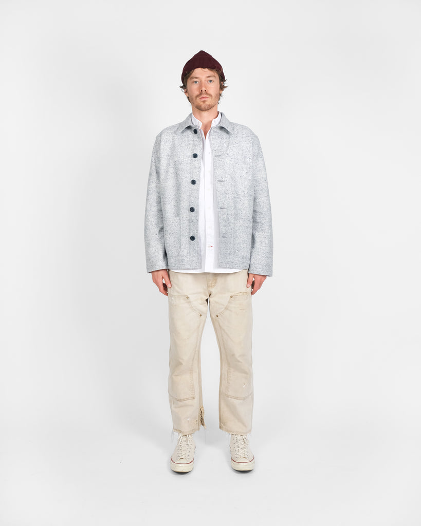 Woven Chore Coat - Natural & Navy Heather