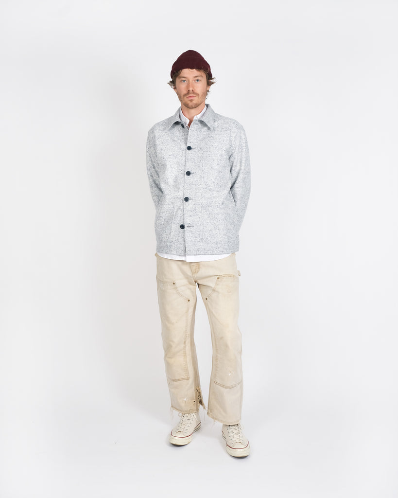 Woven Chore Coat - Natural & Navy Heather