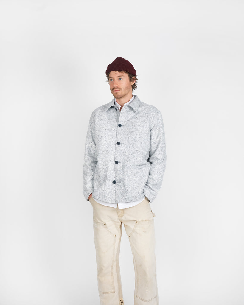 Woven Chore Coat - Natural & Navy Heather
