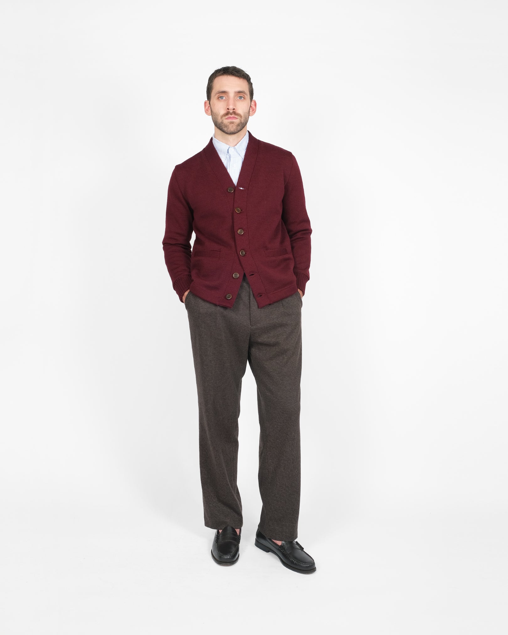 Classic Cardigan - Burgundy S Classic Cardigan - Burgundy S