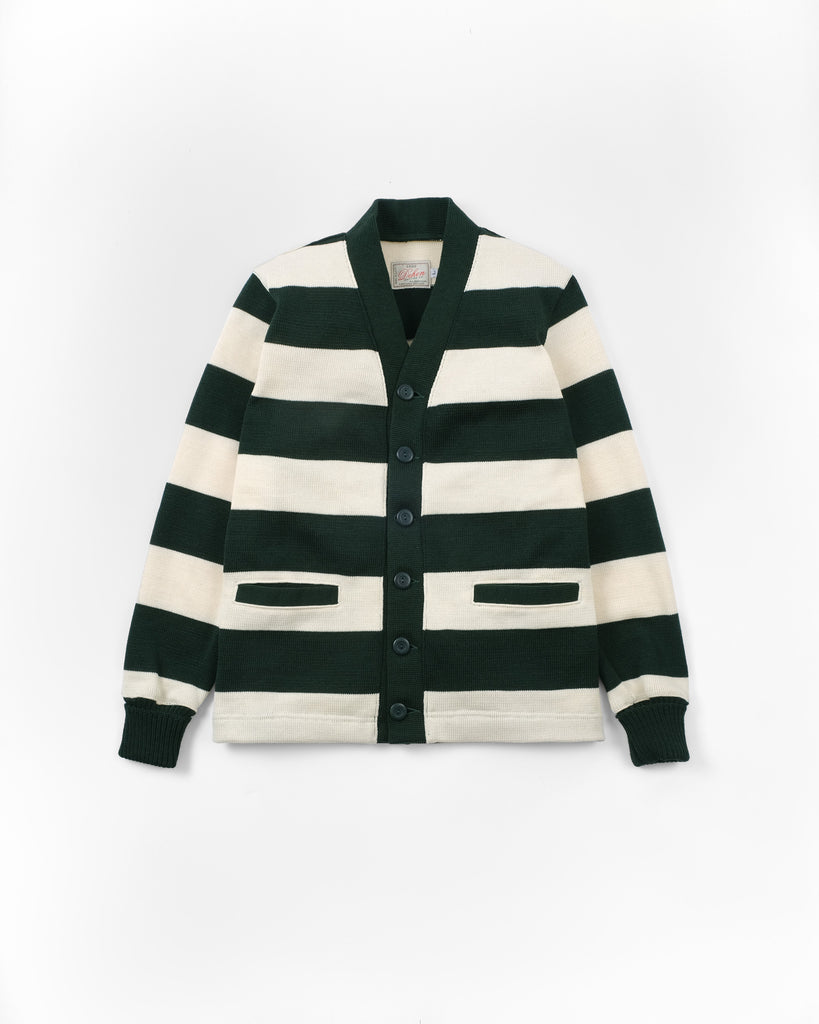 Classic Cardigan - Pine & Off-White