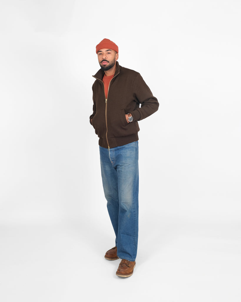 Full-Throttle Moto-Sweater - Brown