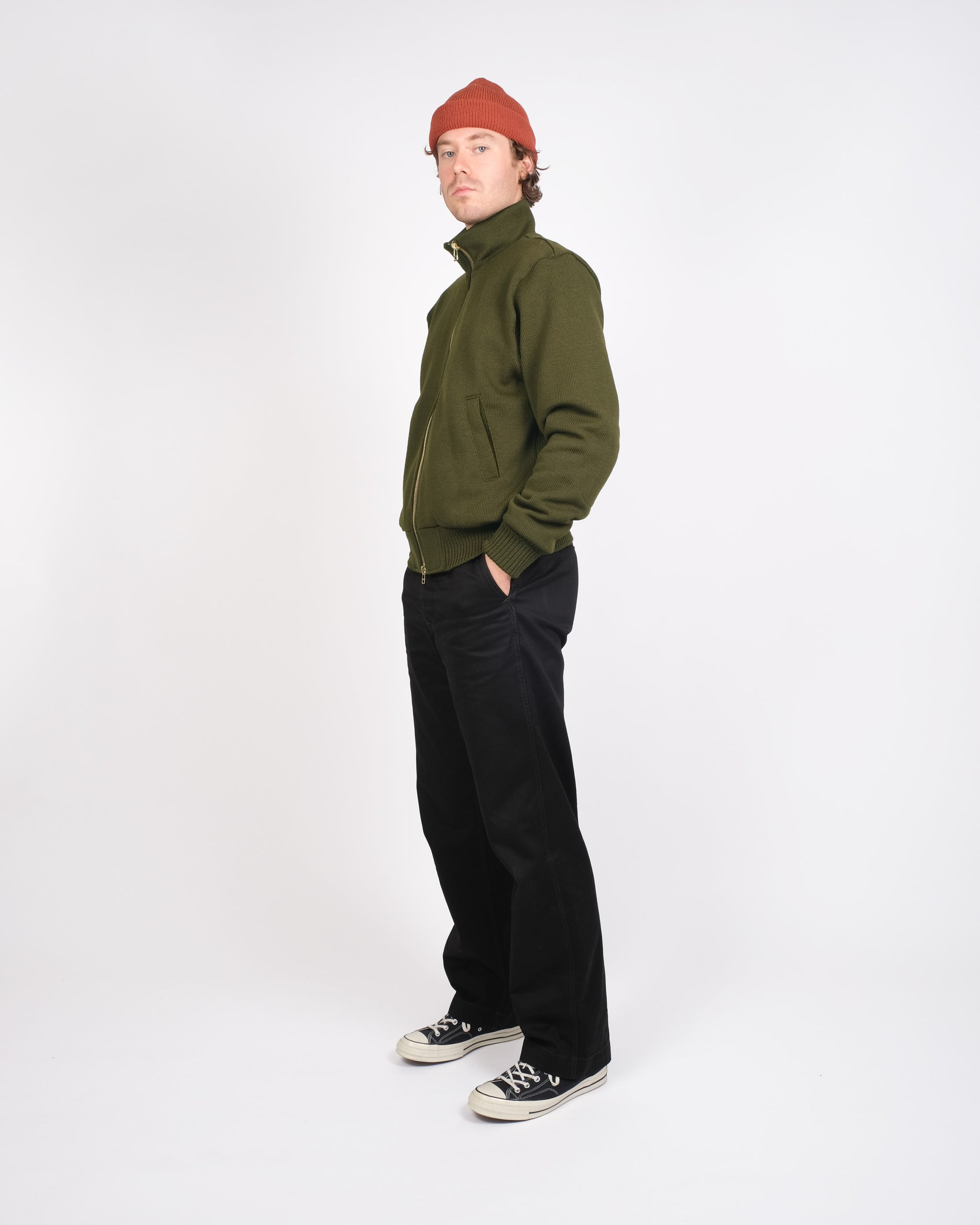 Full-Throttle Moto-Sweater - Loden – Dehen 1920