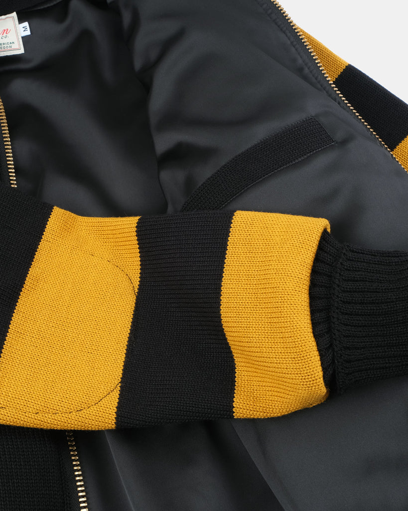 Full-Throttle Striped Moto-Hoodie - Black / Old Gold