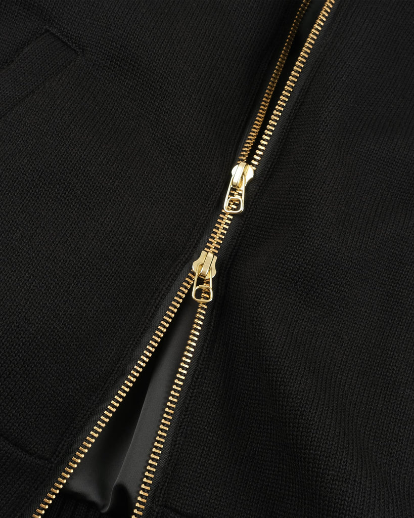 Full-Throttle Striped Moto-Hoodie - Black / Old Gold