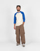 Heavy Duty Baseball Tee - 2-Tone Natural & Royal - View 2