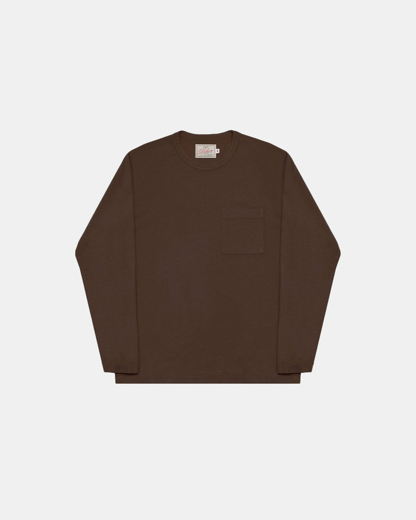 Heavy Duty Long Sleeve Tee - Single Pocket -Brown