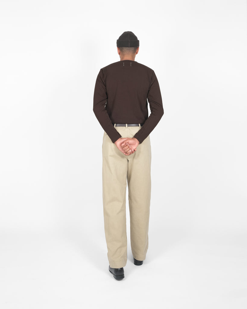 Heavy Duty Long Sleeve Tee - Single Pocket -Brown