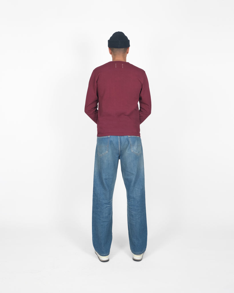 Heavy Duty Long Sleeve Tee - Single Pocket -Burgundy