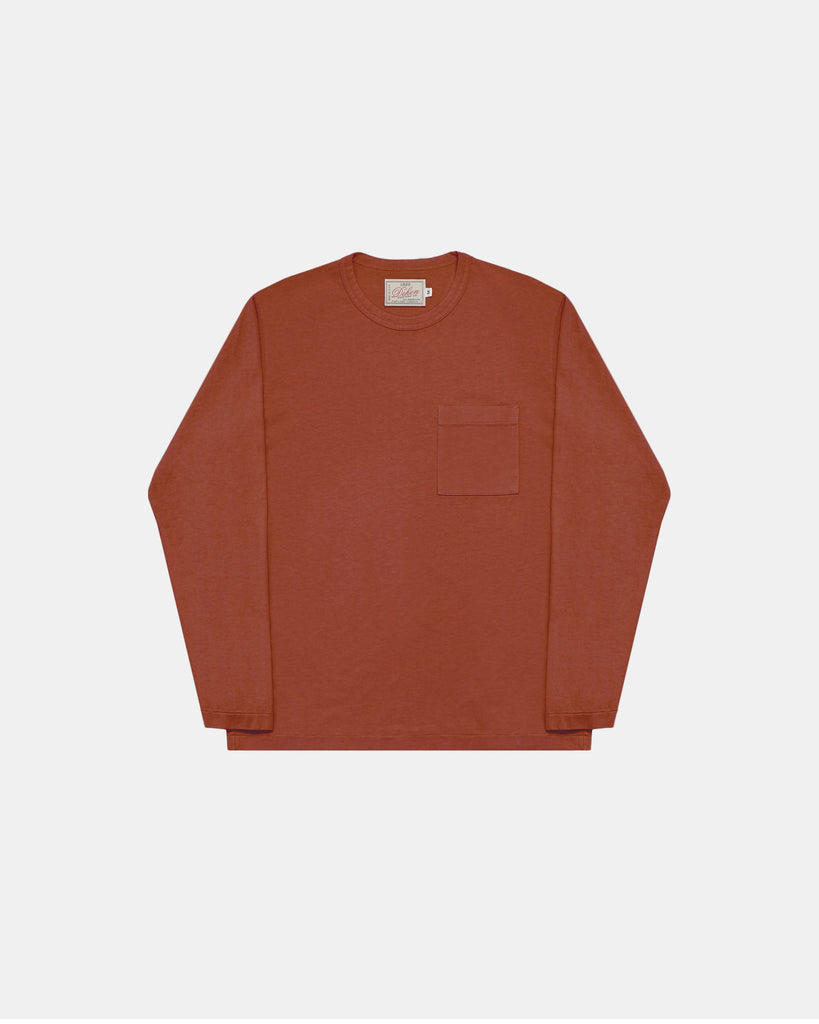 Heavy Duty Long Sleeve Tee - Single Pocket - Burnt Orange