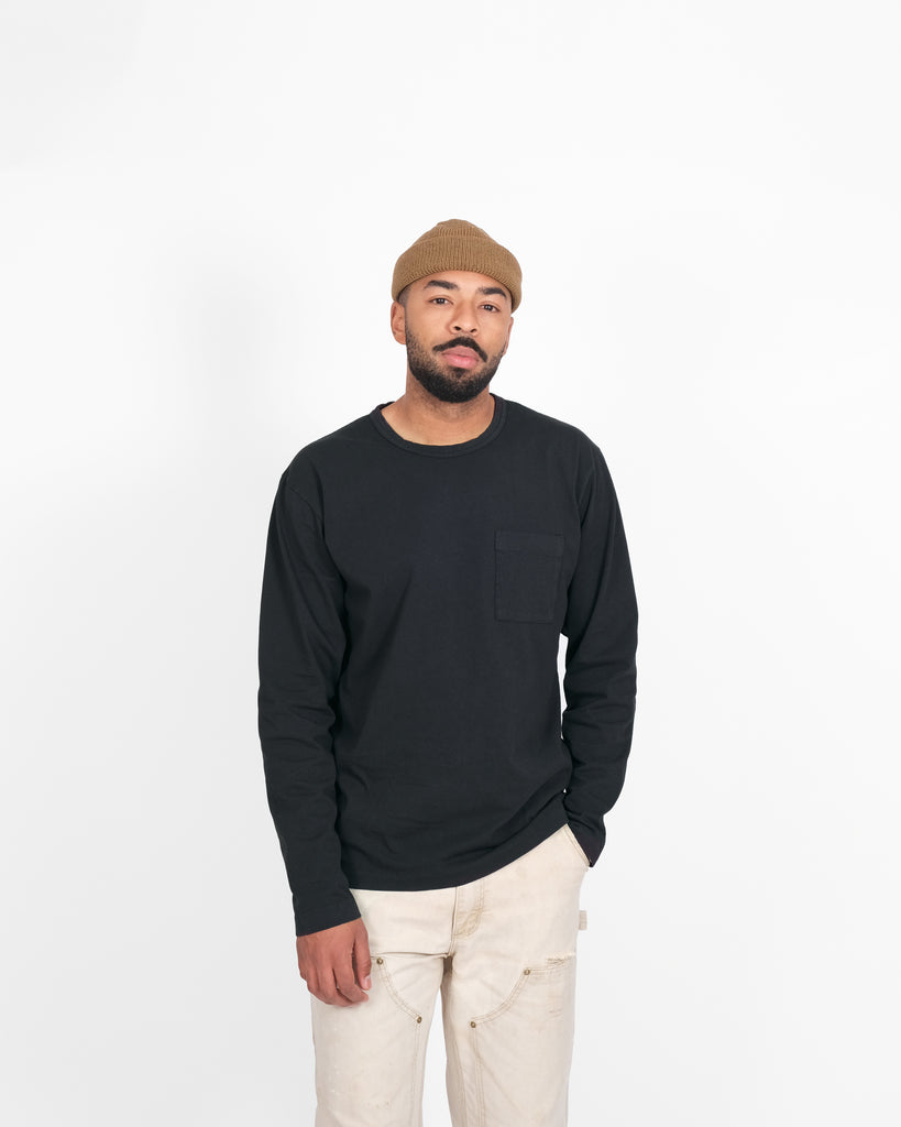 Heavy Duty Long Sleeve Tee - Single Pocket -Dark Charcoal