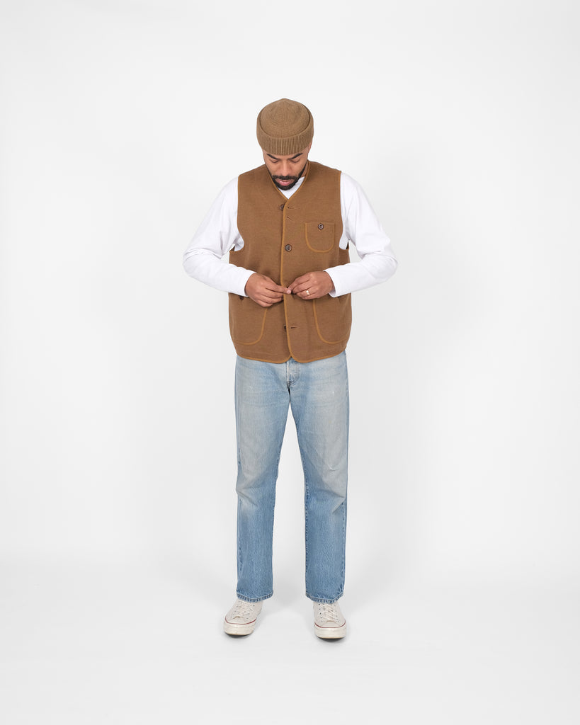 Knit Utility Vest - Dark Tan