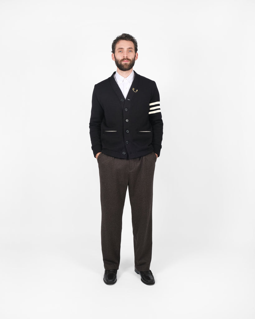 Varsity Cardigan - Black / Off White - Pre-Order