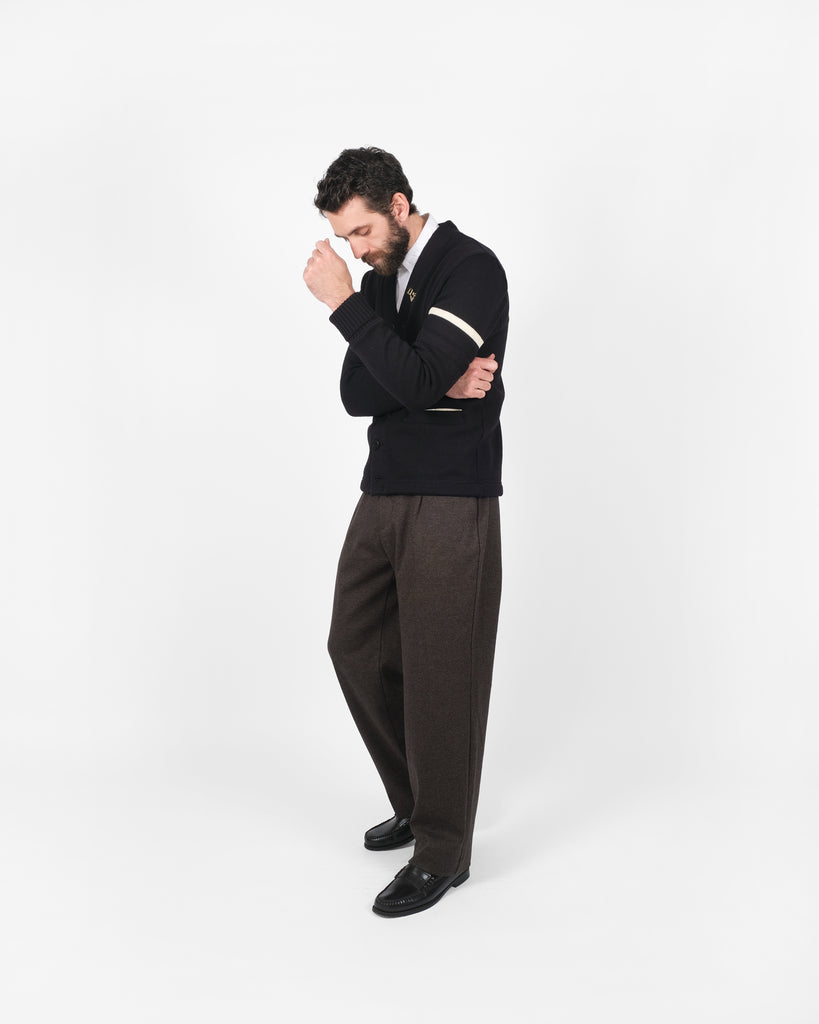 Varsity Cardigan - Black / Off White - Pre-Order