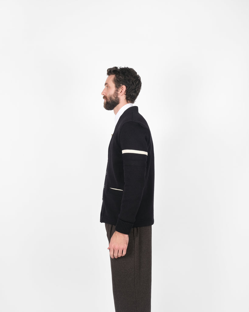 Varsity Cardigan - Black / Off White - Pre-Order