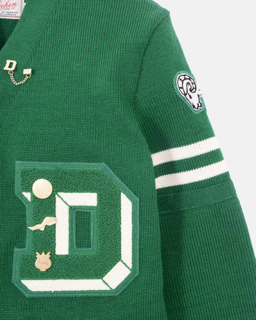 Varsity Cardigan - Kelly / Off White - Pre Order