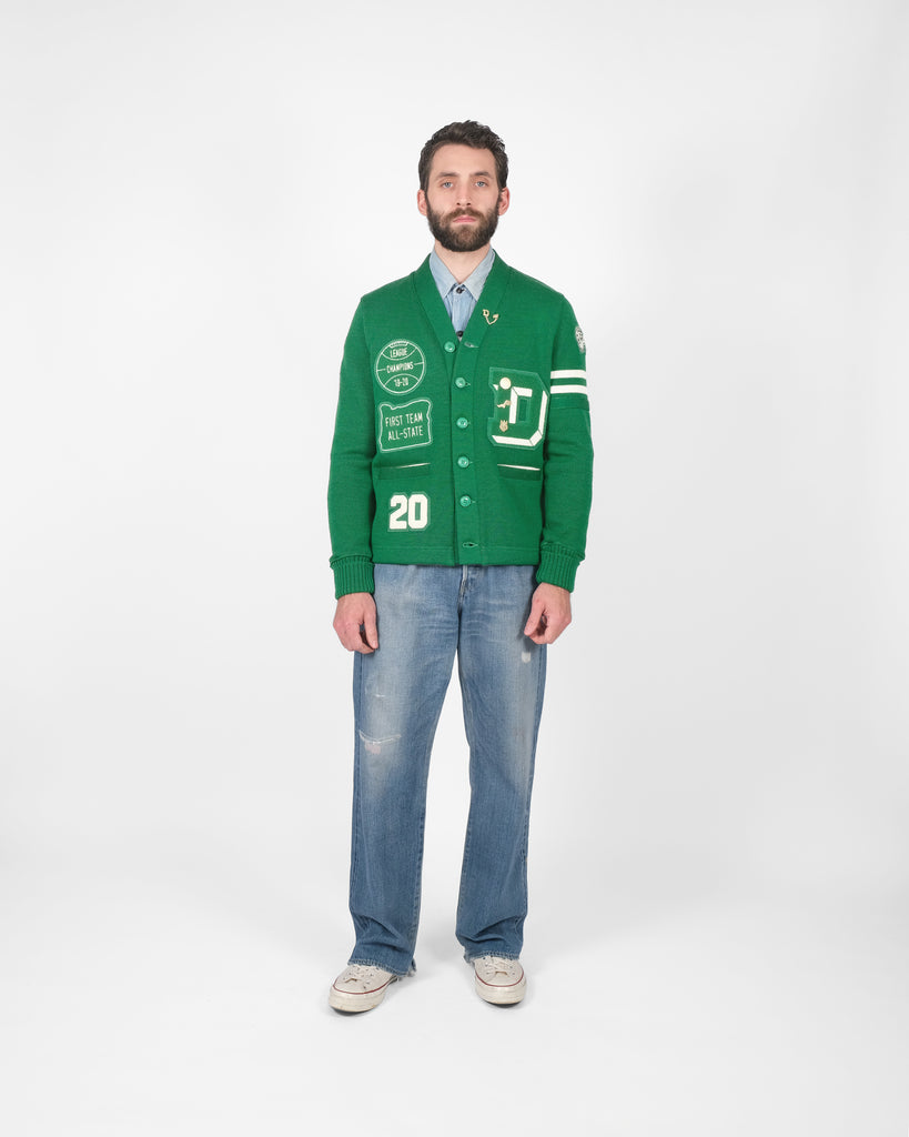 Varsity Cardigan - Kelly / Off White - Pre Order