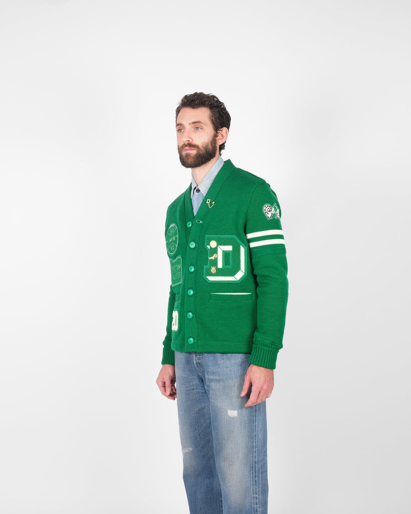 Varsity Cardigan - Kelly / Off White - Pre Order