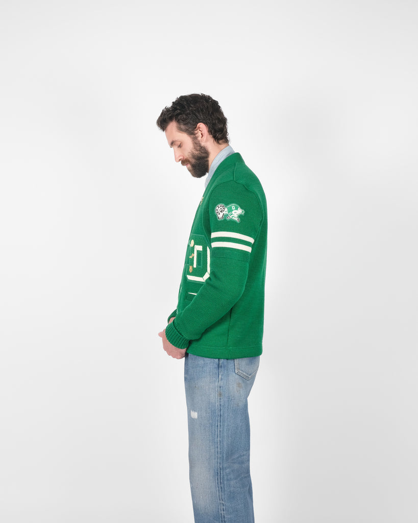 Varsity Cardigan - Kelly / Off White - Pre Order