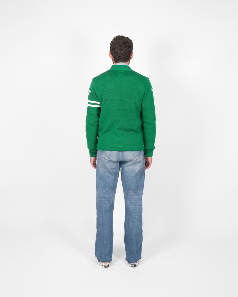 Varsity Cardigan - Kelly / Off White - Pre Order