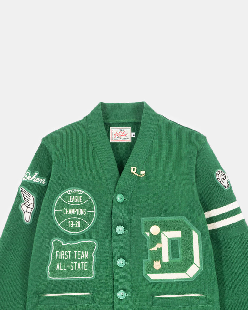 Varsity Cardigan - Kelly / Off White - Pre Order