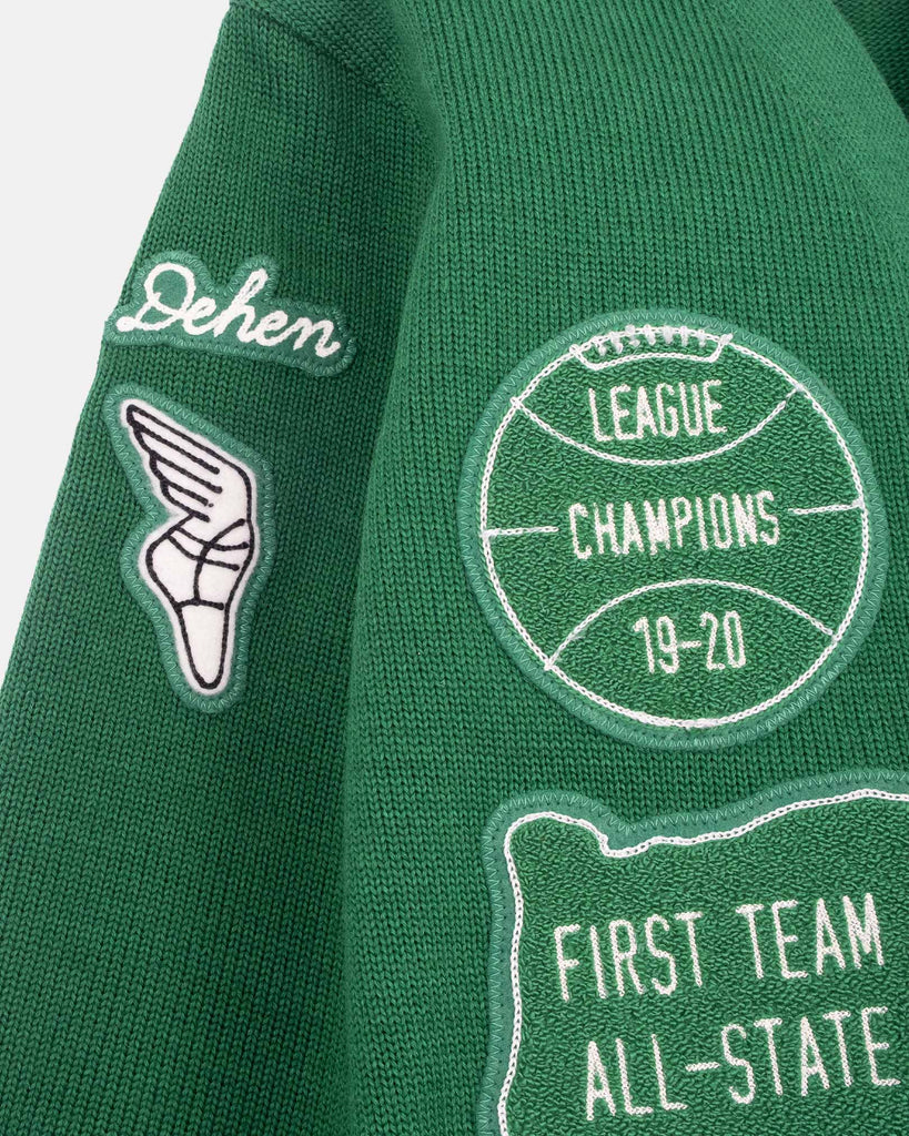 Varsity Cardigan - Kelly / Off White - Pre Order