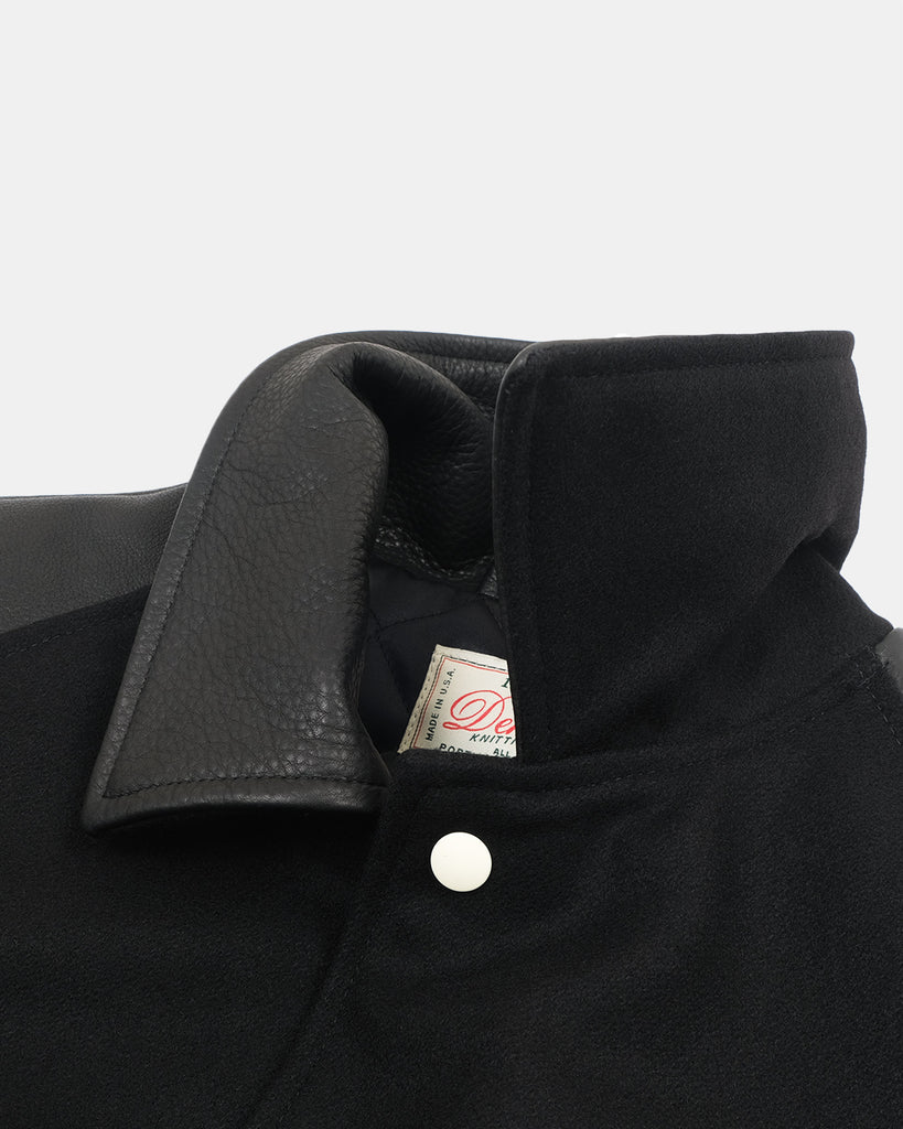 Raglan Varsity Jacket - Black / Off White & Scarlet
