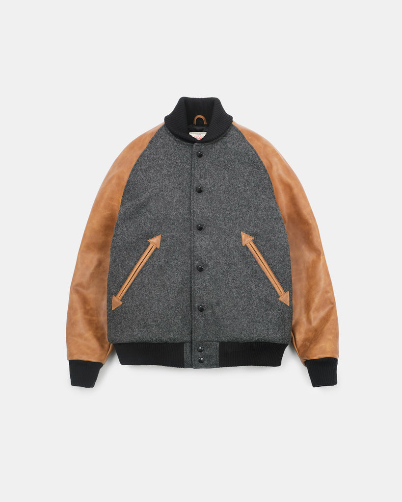 Raglan Varsity Jacket - Granite / Black / Antique Rust