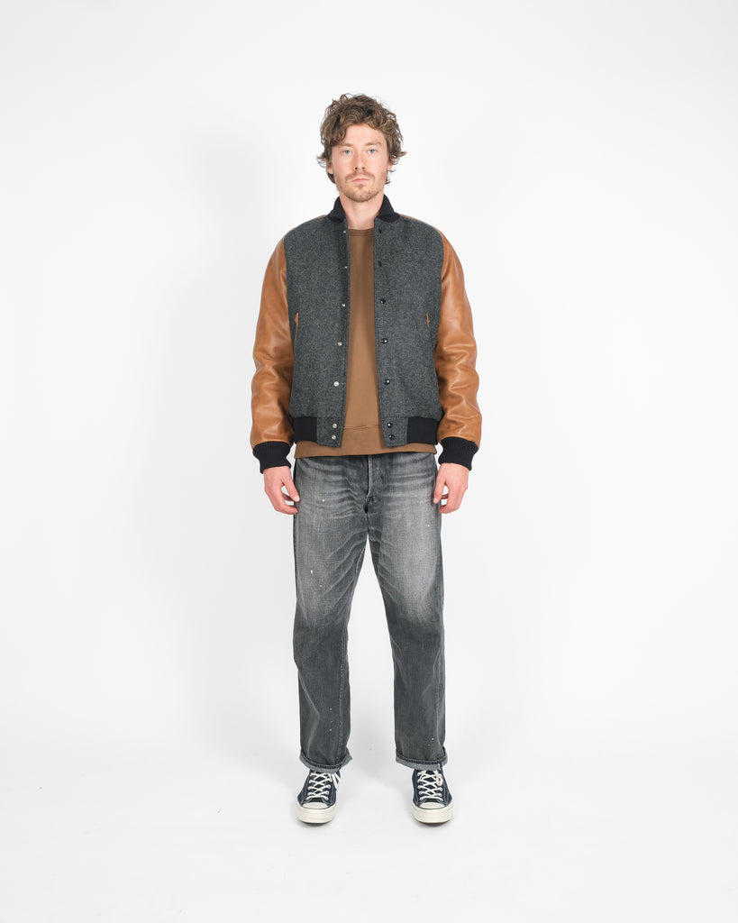Raglan Varsity Jacket - Granite / Black / Antique Rust