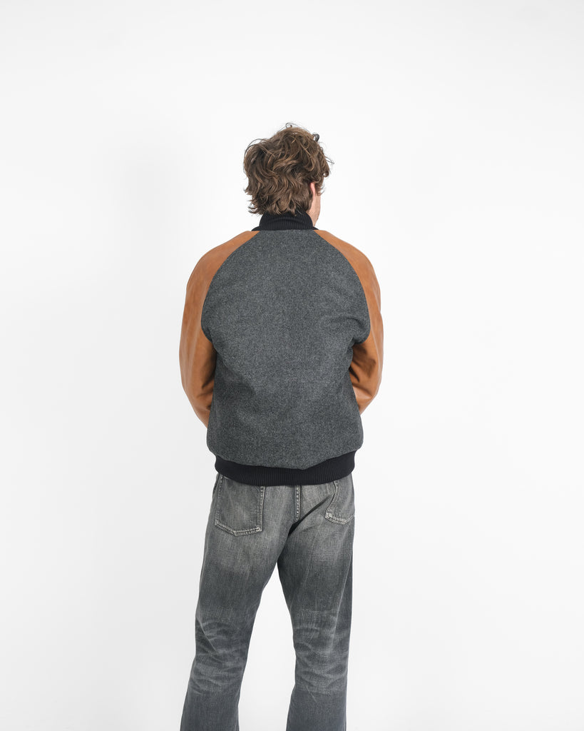 Raglan Varsity Jacket - Granite / Black / Antique Rust