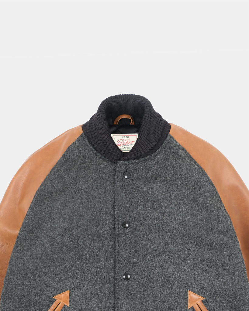 Raglan Varsity Jacket - Granite / Black / Antique Rust