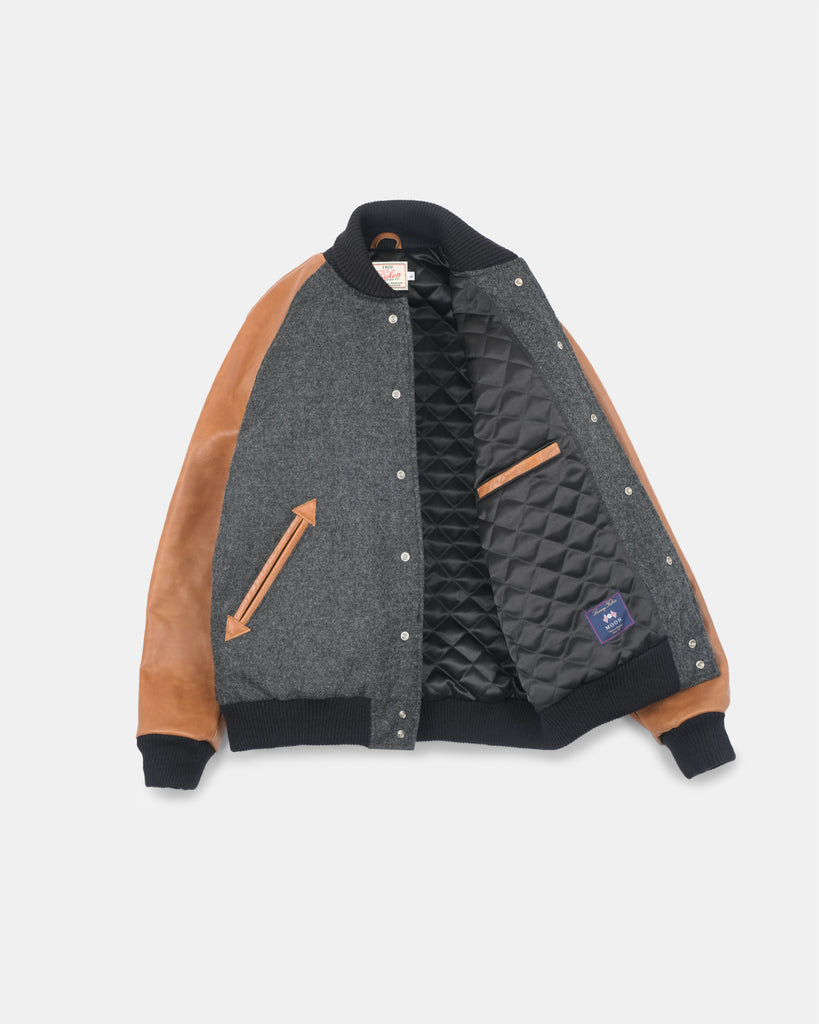 Raglan Varsity Jacket - Granite / Black / Antique Rust