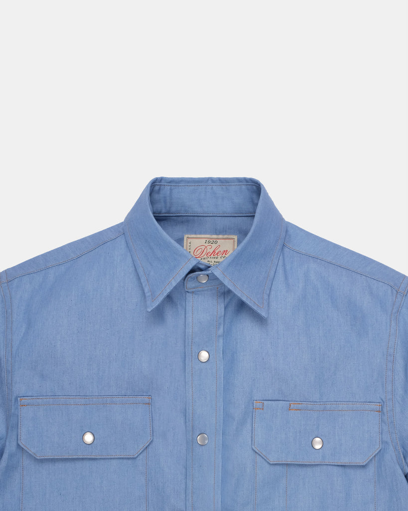 Short Sleeve  Drover Shirt - Light Indigo