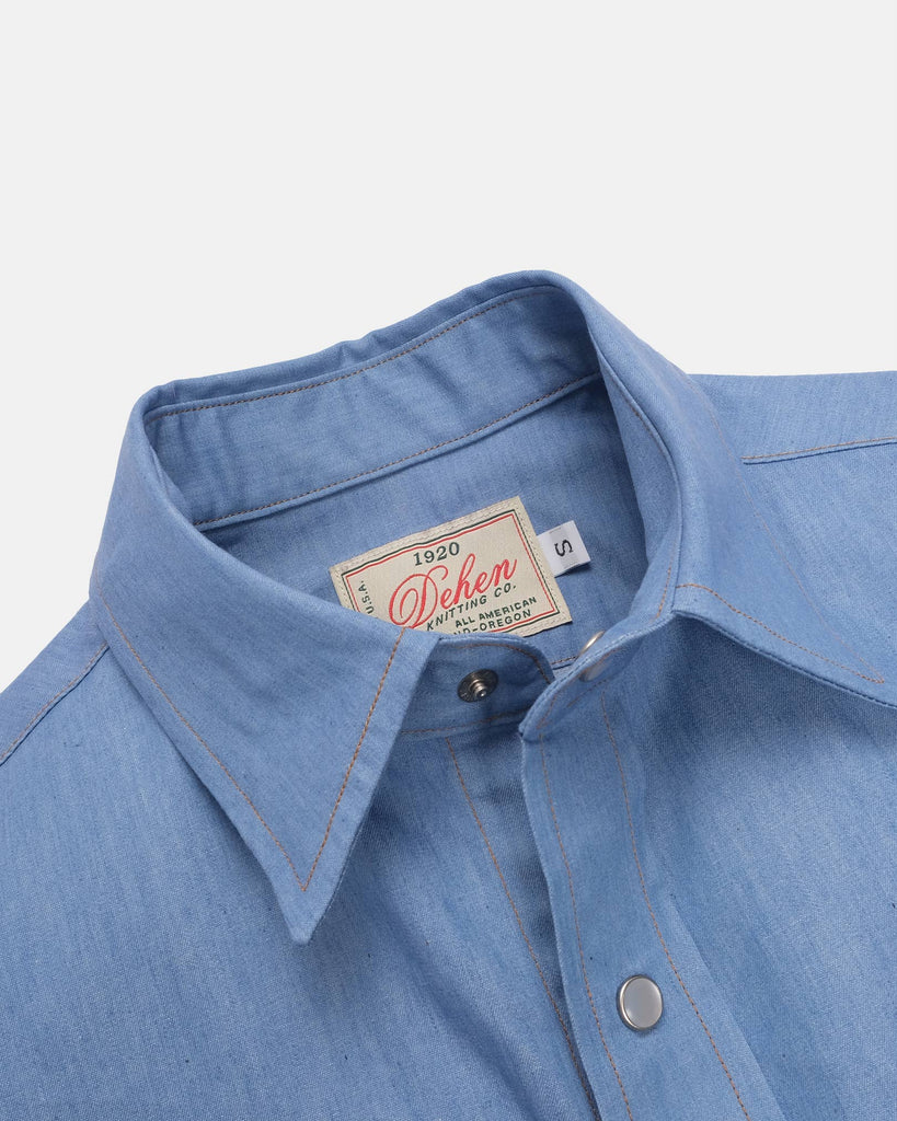 Short Sleeve  Drover Shirt - Light Indigo