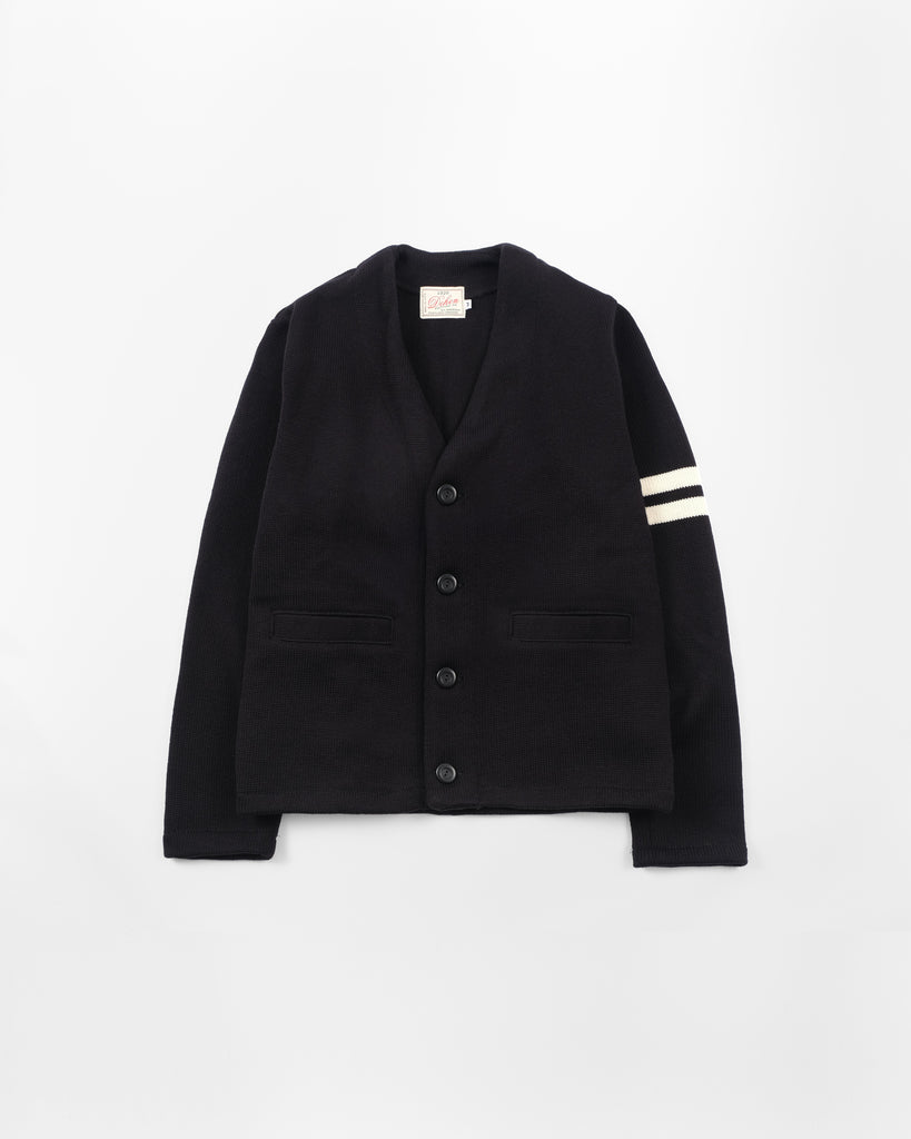 Slouchy 2-Stripe Varsity Cardigan - Black