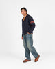 Slouchy Varsity Cardigan - Dark Navy / Burnt Orange - View 4