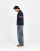 Slouchy Varsity Cardigan - Dark Navy / Burnt Orange - View 5