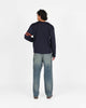 Slouchy Varsity Cardigan - Dark Navy / Burnt Orange - View 6