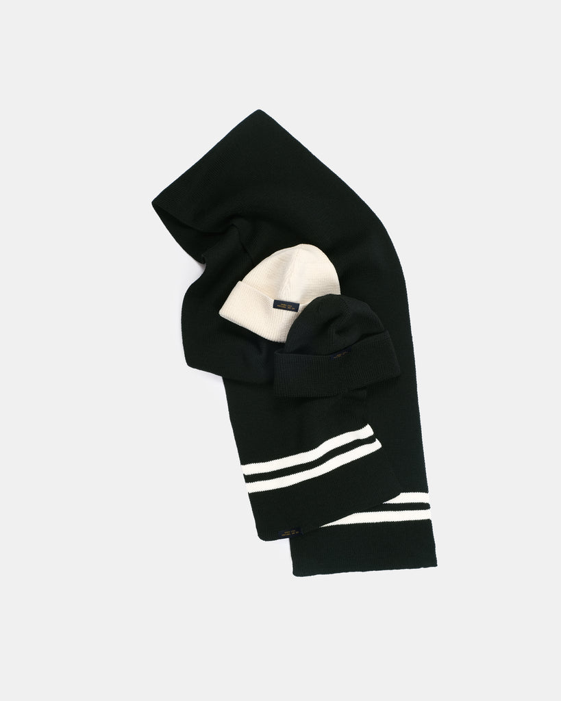 Scarf & Watch Cap Holiday Bundle - Black / Off-White