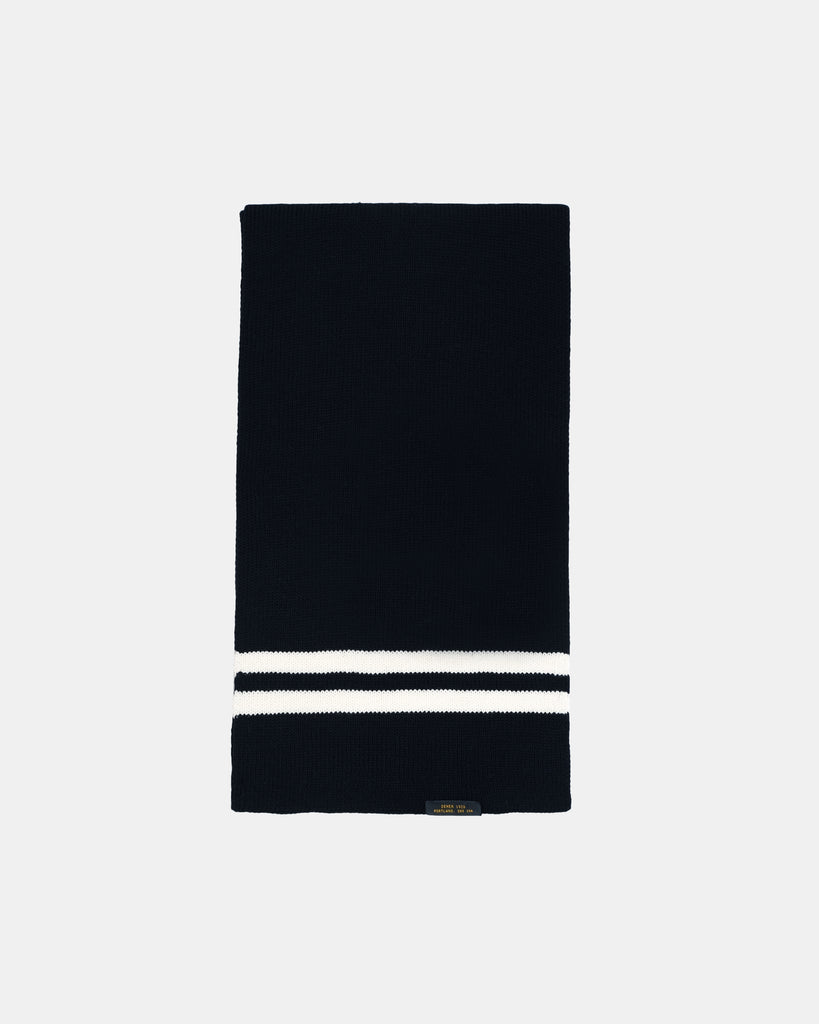 Striped Wool Scarf - Black / Off White