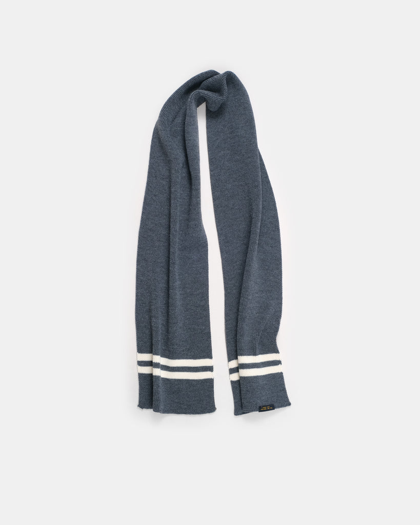 Striped Wool Scarf - Charcoal / Off White