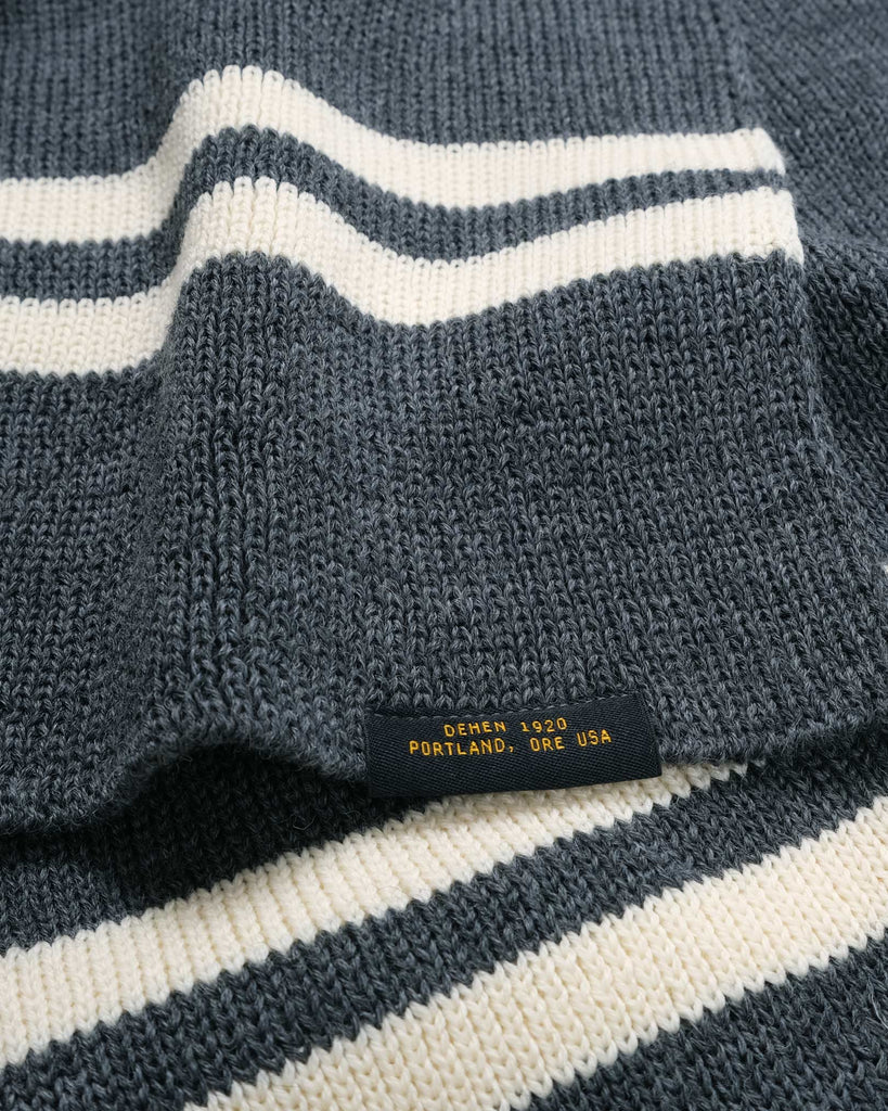 Striped Wool Scarf - Charcoal / Off White