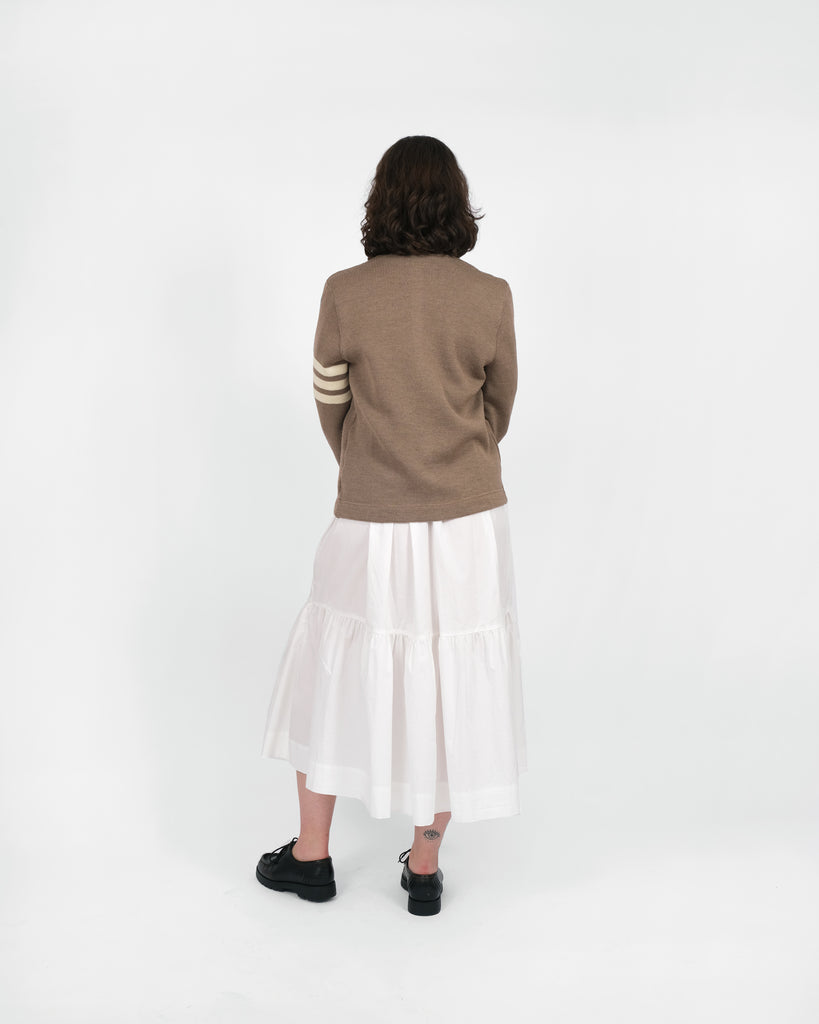 Women's Varsity Cardigan - Café / Off-White