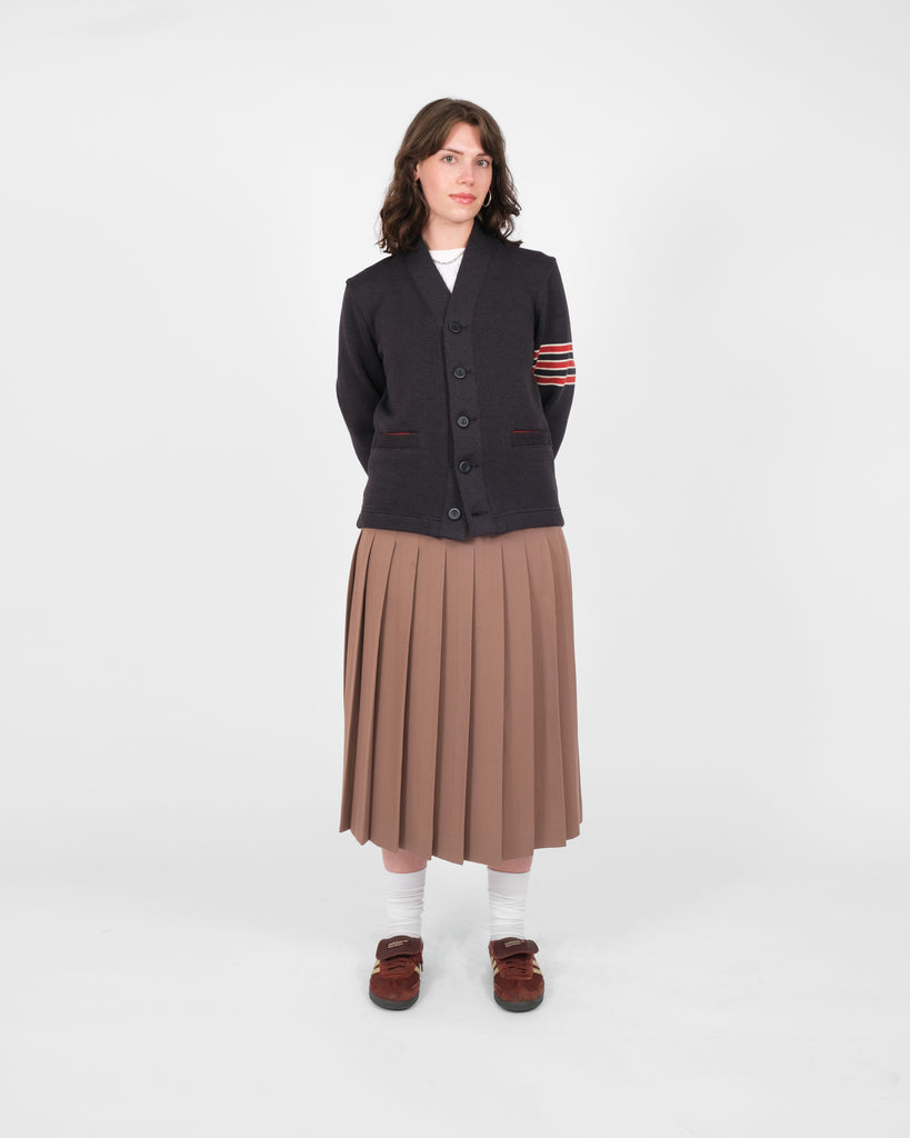 Women's Varsity Cardigan - Dark Charcoal / Forster Red & Off White